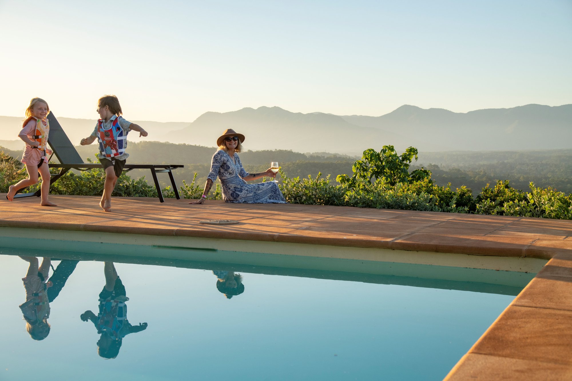 The Pool House with pool deck and valley view
